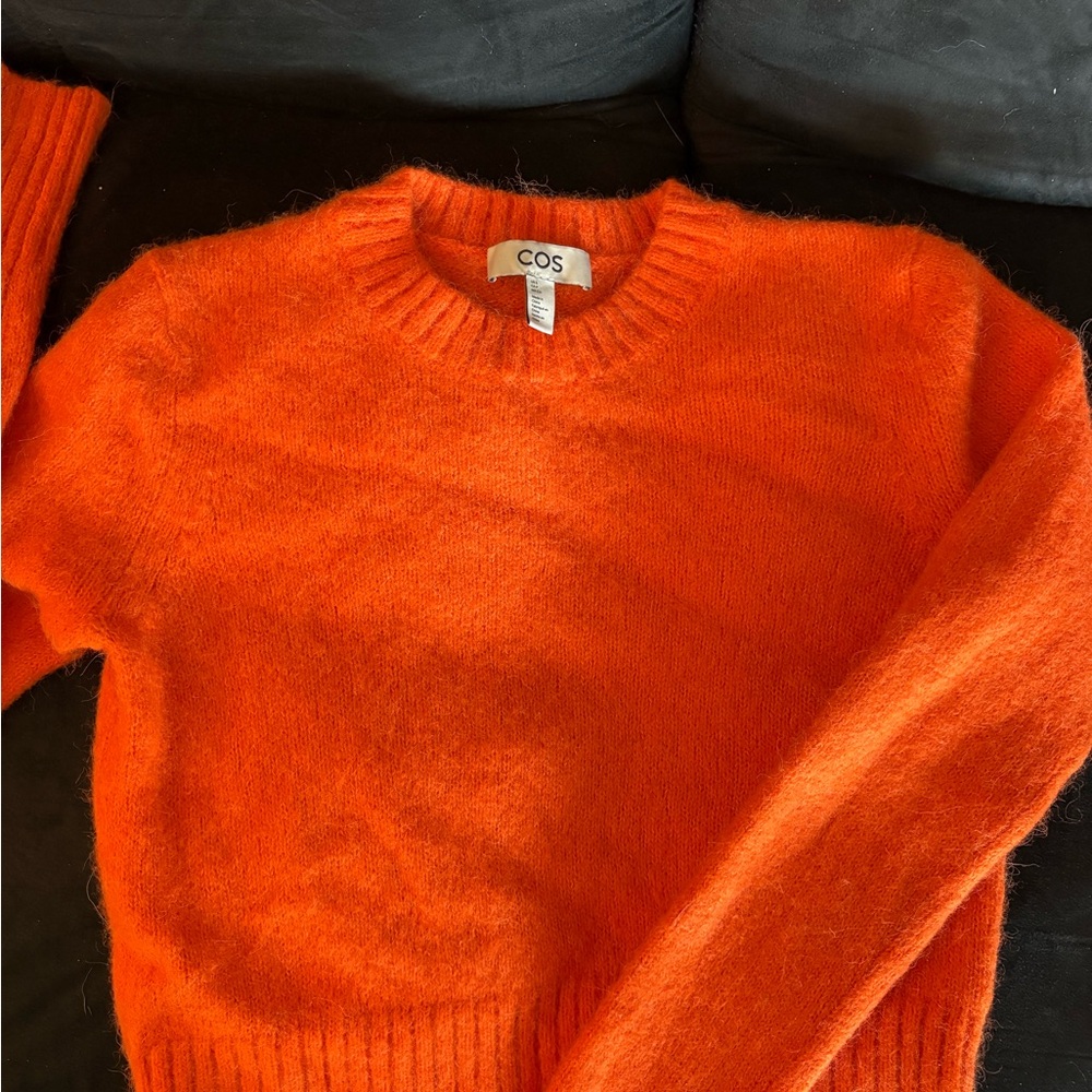 COS Women's Soft & Fuzzy Bright Orange Sweater